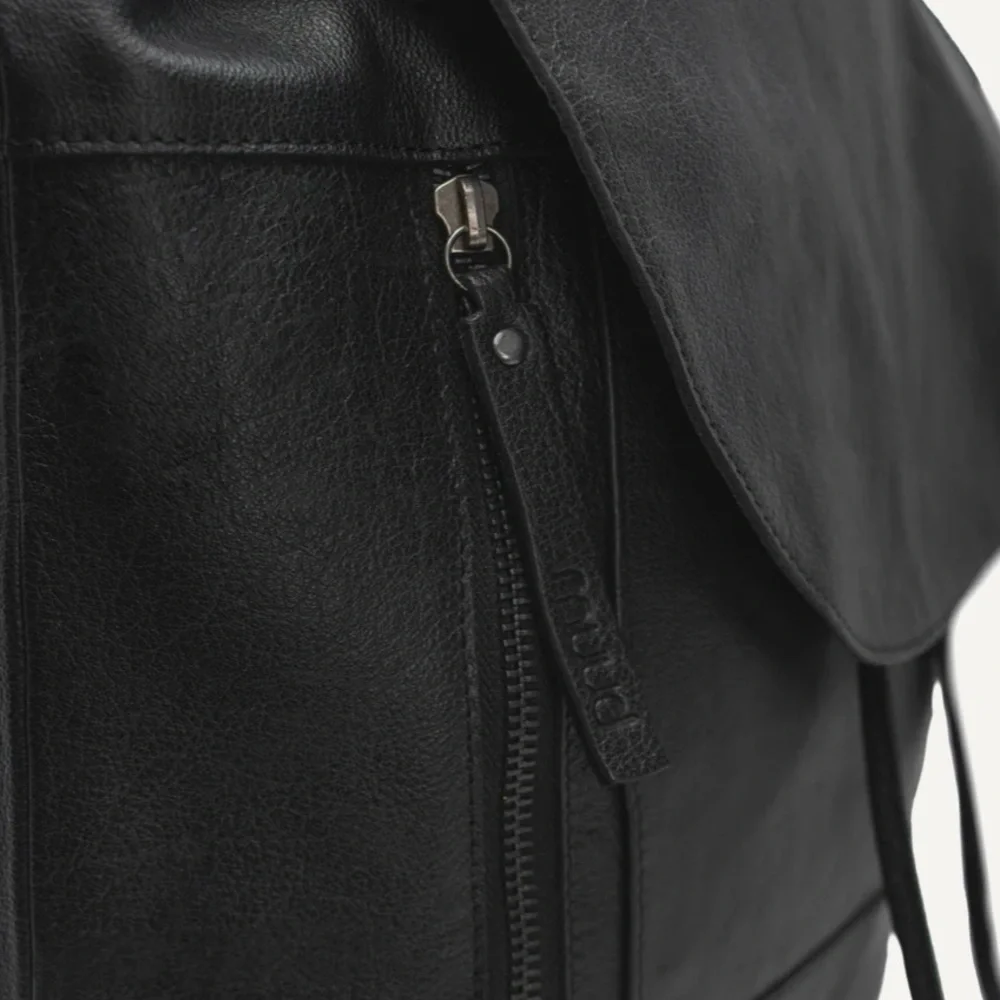 Muud Black Gimo Leather Backpack BNWT - Picture 6 of 13